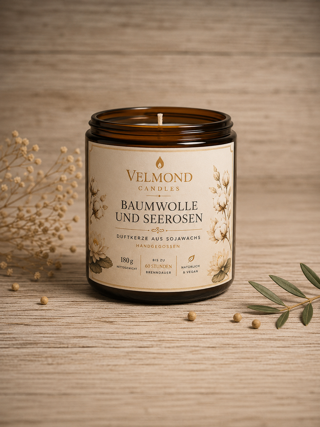 Baumwolle & Seerosen – Parfümierte Duftkerze