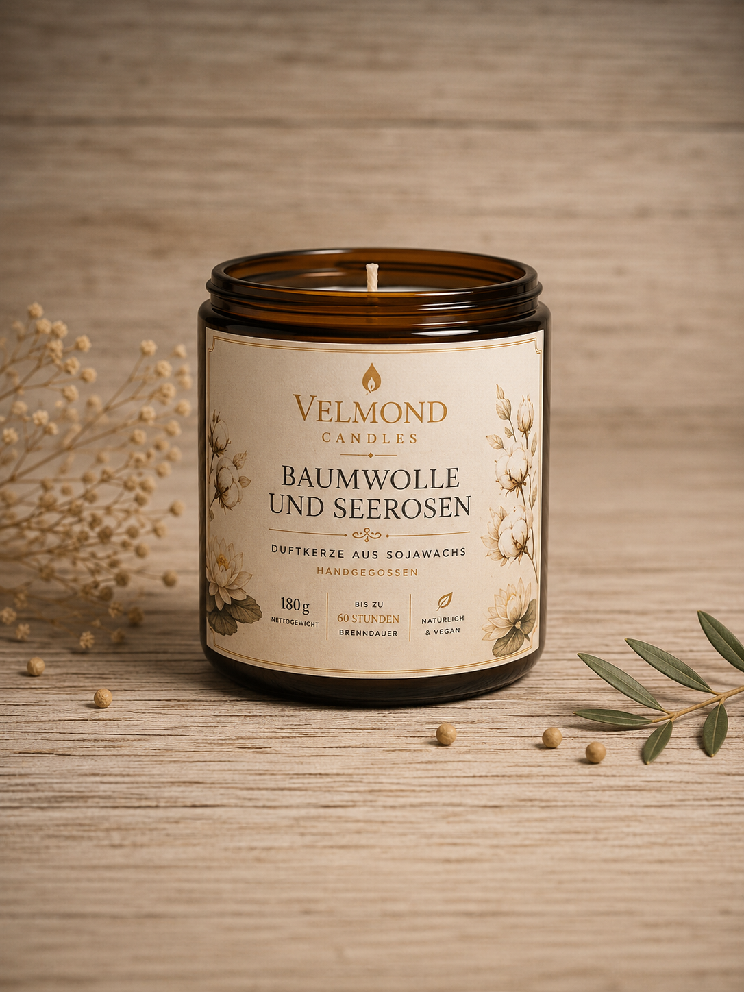 Baumwolle & Seerosen – Parfümierte Duftkerze