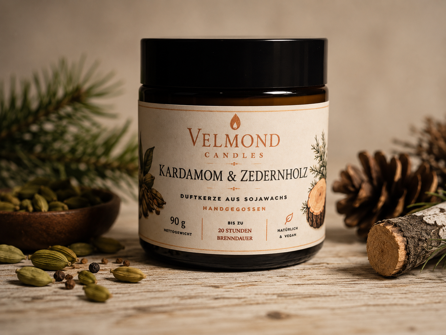 Kardamom & Zeder – Parfümierte Duftkerze
