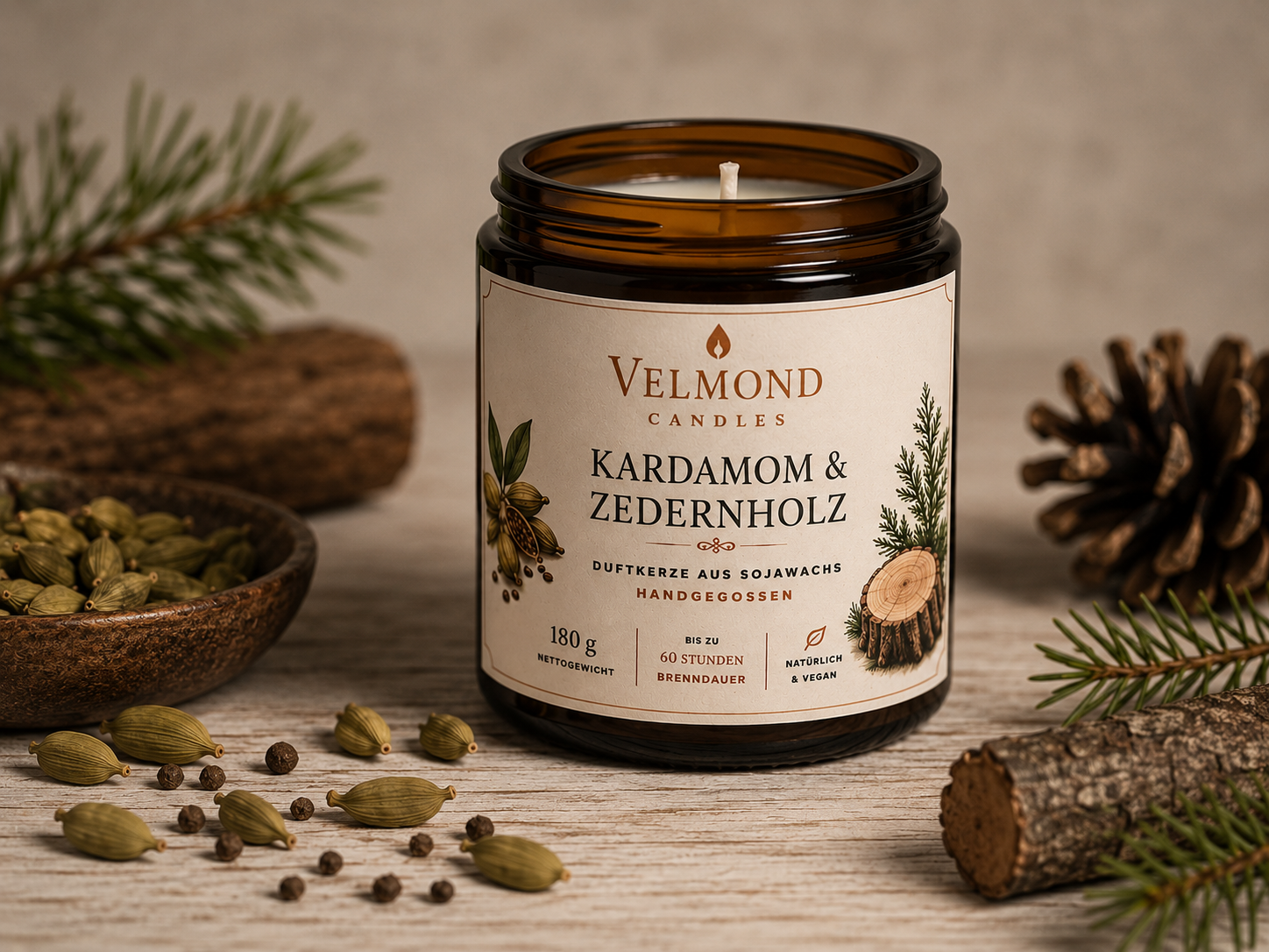 Kardamom & Zeder – Parfümierte Duftkerze